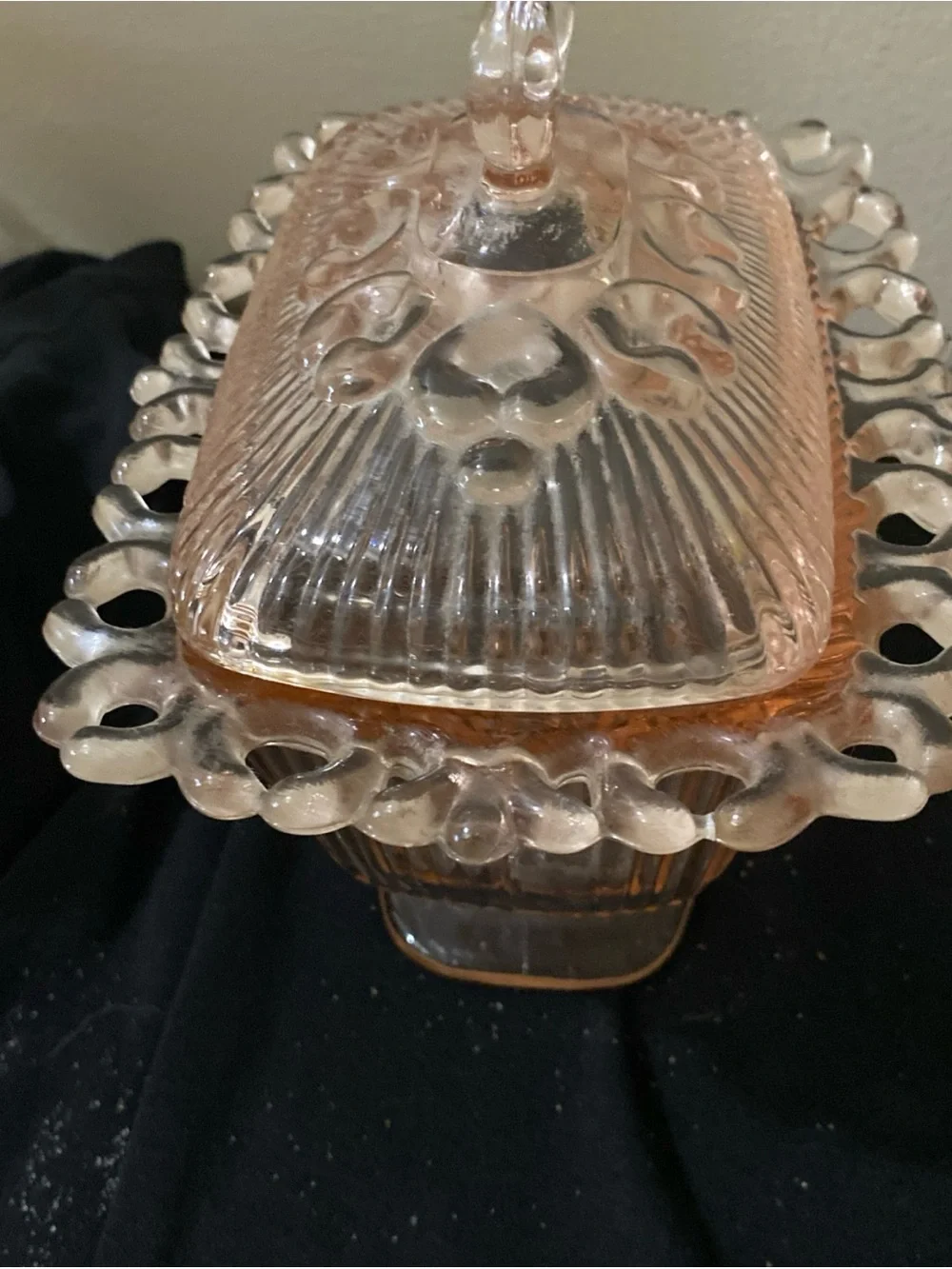 Indiana Glass Light Pink Covered Pedestal Dish